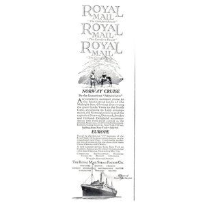 1924 The Royal Mail Steam Packet Company Vintage Print Ad Norway Cruise Wall Art